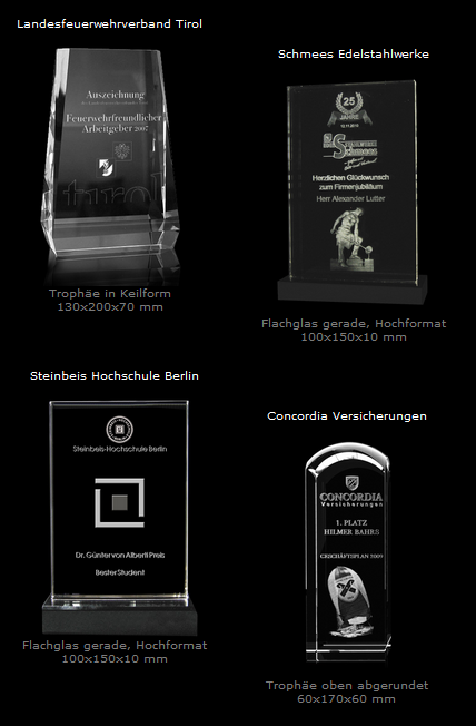 Hochwertige Awards mit Glasfotos
