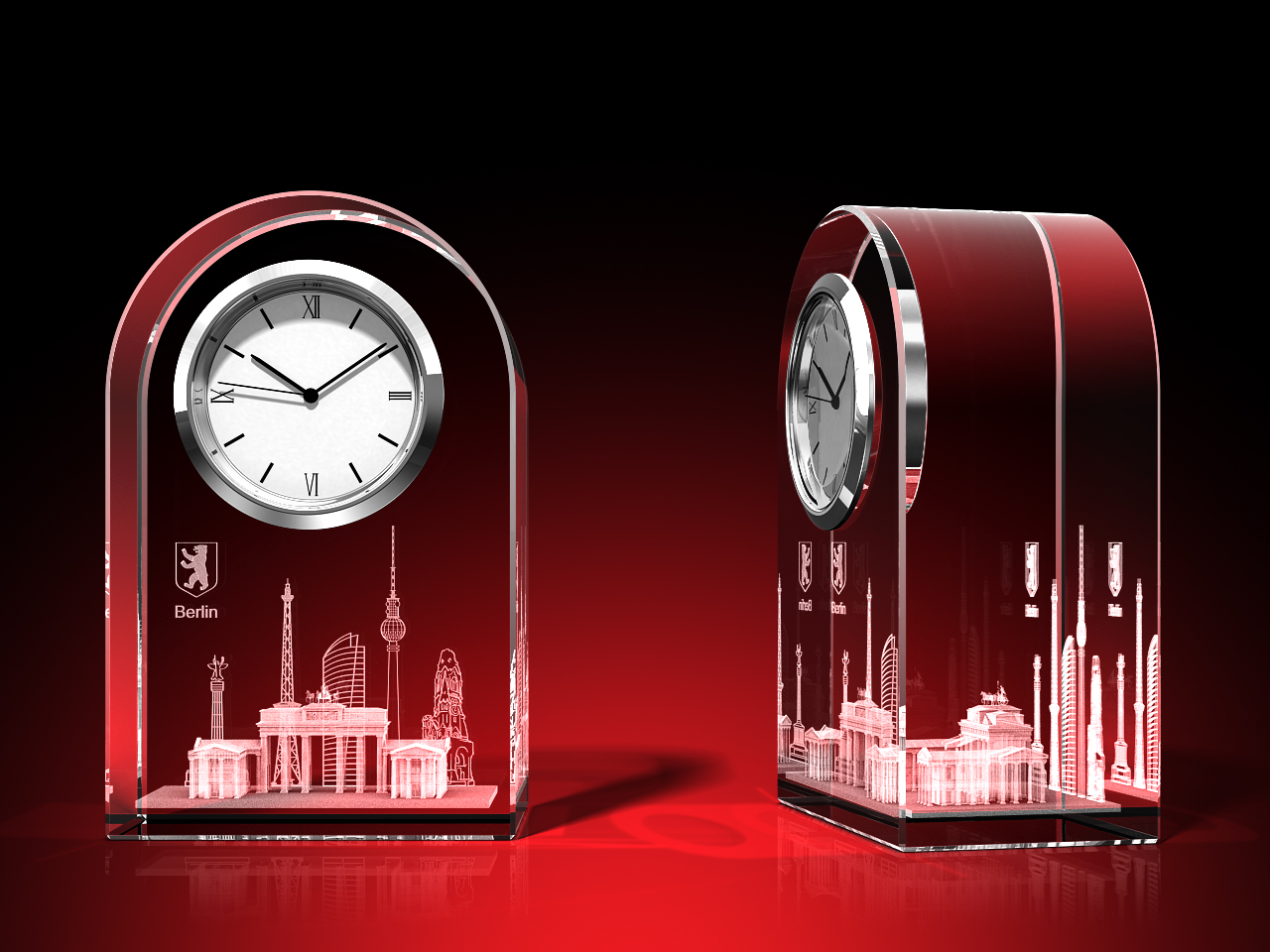 Berlin Brandenburger Tor - Uhr, Glas rund
