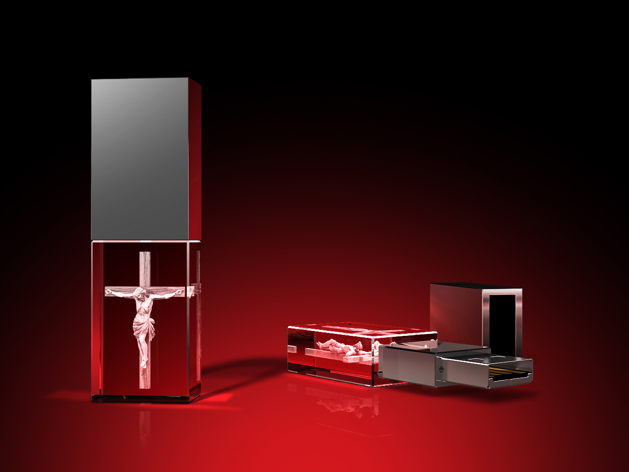 Christus am Kreuz - USB-Stick, LED weiß, 16 GB – GLASFOTO.COM