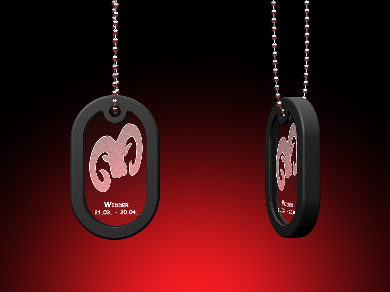 Sternzeichen Widder - Dog Tag mit Kette – GLASFOTO.COM