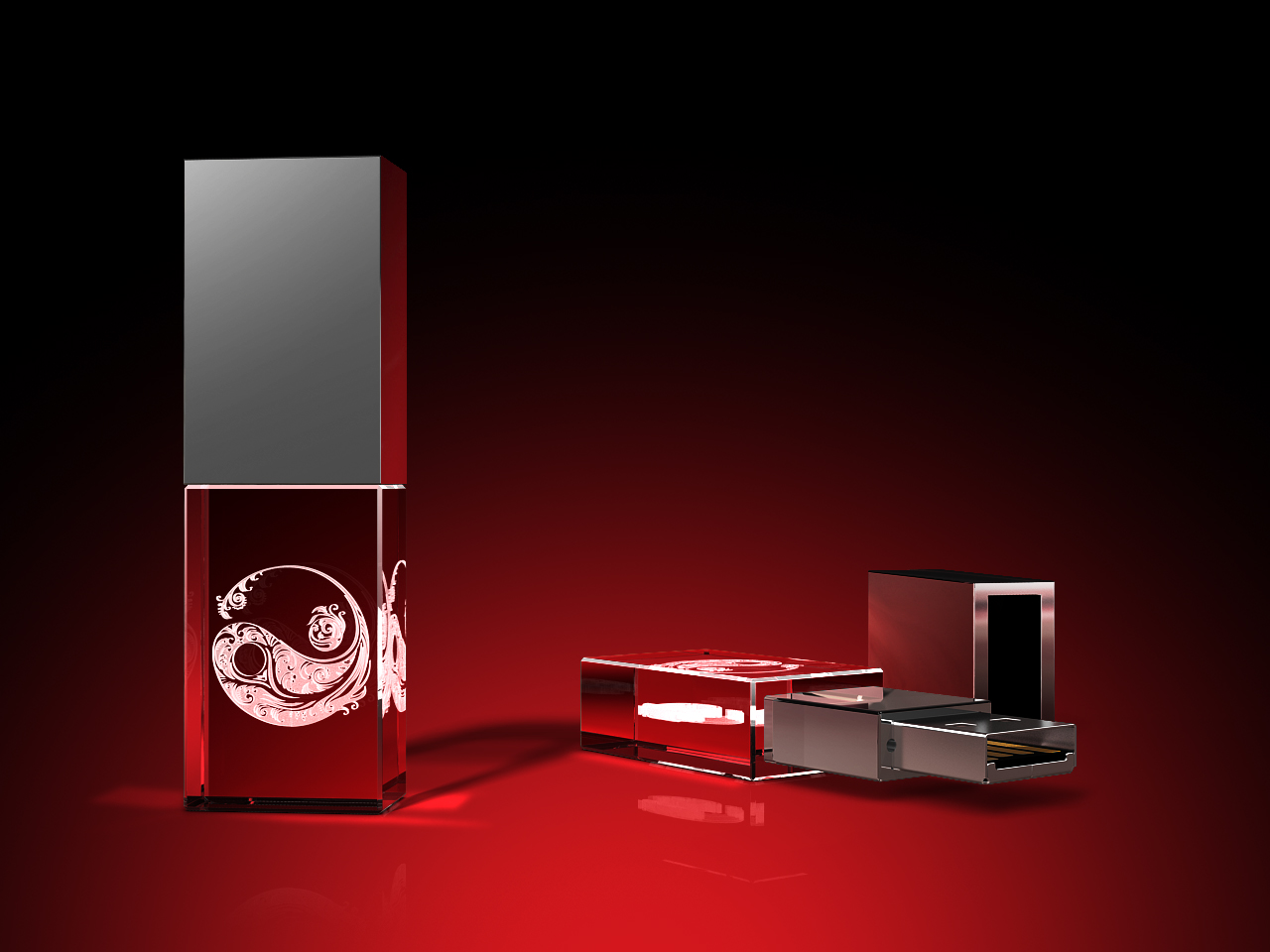 Yin Yang - USB-Stick, LED weiß, 64 GB – GLASFOTO.COM