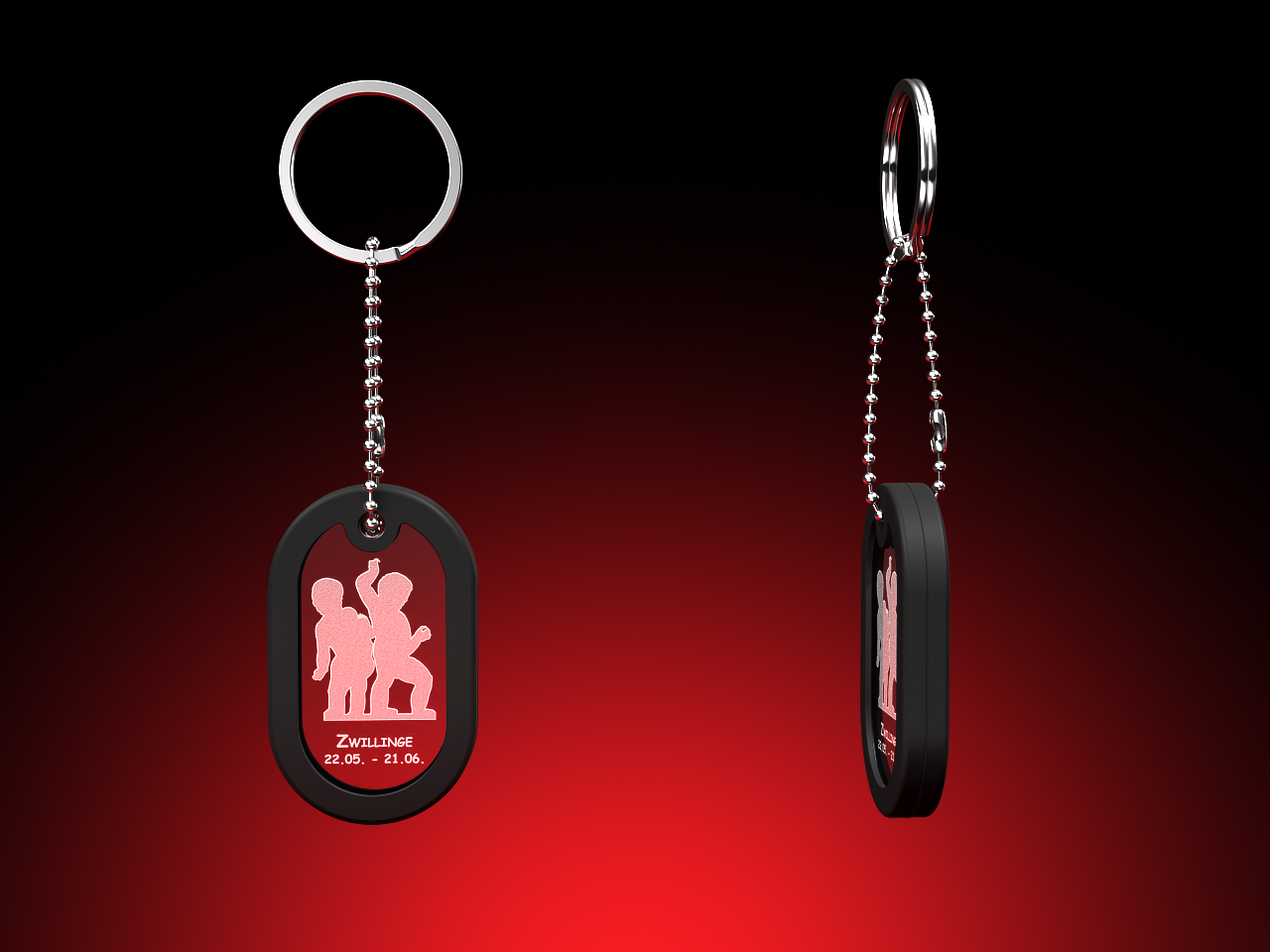 Sternzeichen Zwillinge - Dog Tag Schlüsselanhänger