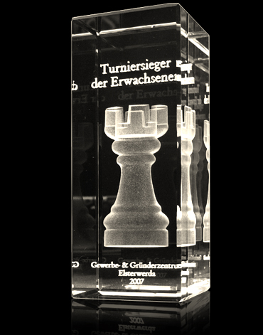 Glastrophäe - Elsterwerda Schachpokal - Quader