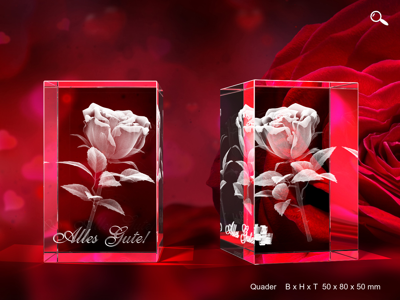 Besondere Geschenke : Rose im Glas mit Widmung von GLASFOTO.COM