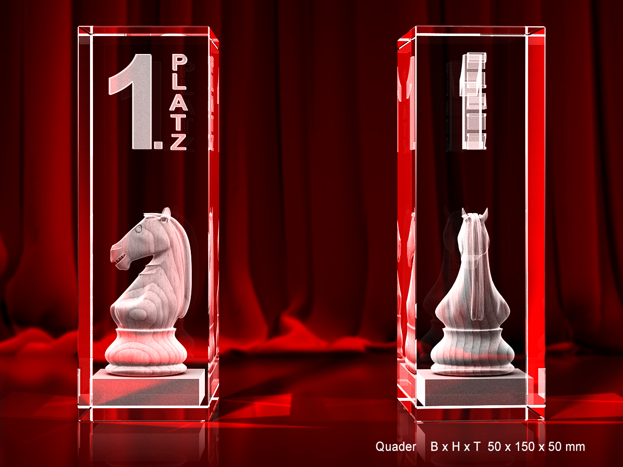 Schach Pokal - Springer - 1. Platz - Quader