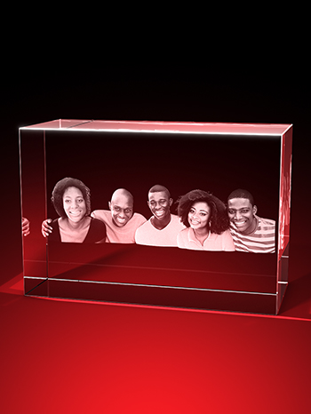 3D-Porträt vom Foto - 5 Personen - Quader (180 x 120 x 80) – GLASFOTO.COM