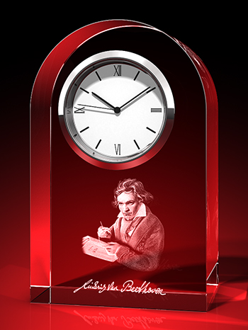 Ludwig van Beethoven : Beethoven - Uhr, Glas rund – GLASFOTO.COM