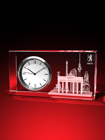 Berlin Brandenburger Tor - Uhr, Glas eckig – GLASFOTO.COM