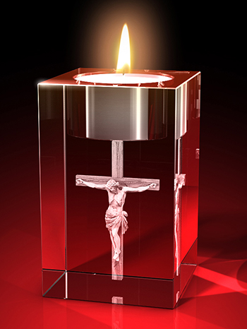 Christus am Kreuz - Teelicht – GLASFOTO.COM