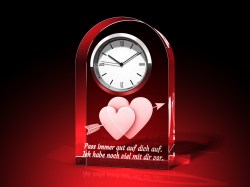 Zwei Herzen + Pass auf dich auf - Uhr, Glas rund – GLASFOTO.COM