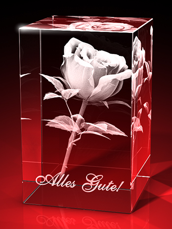 Besondere Geschenke : Rose im Glas mit Widmung von GLASFOTO.COM