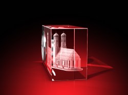 Dom München - Uhr, Glas eckig (95 x 50 x 35) – GLASFOTO.COM