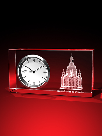 Frauenkirche zu Dresden - Uhr, Glas eckig liegend – GLASFOTO.COM