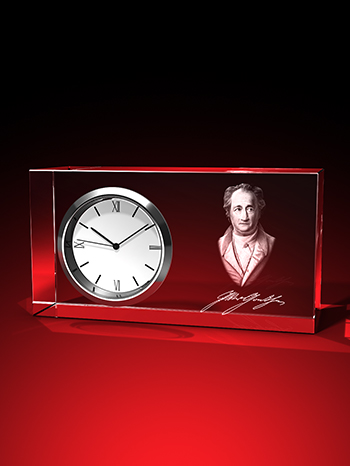 J. W. von Goethe - Uhr, Glas eckig (95 x 50 x 35) – GLASFOTO.COM