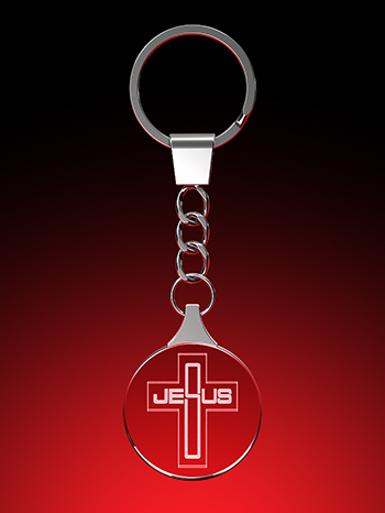 Schriftzug 'Jesus' - Schlüsselanhänger rund – GLASFOTO.COM