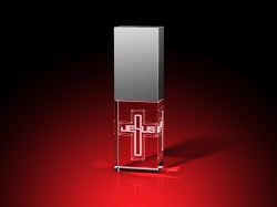 Schriftzug 'Jesus' - USB-Stick, LED weiß, 16 GB – GLASFOTO.COM