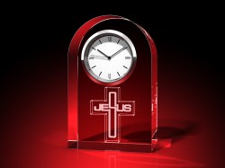 Schriftzug 'Jesus' - Uhr, Glas rund – GLASFOTO.COM