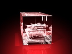 Magent Geschenkbox Glasfoto Kristallglas 