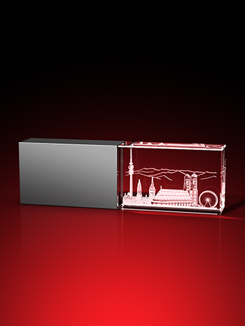 München Silhouette - USB-Stick, LED weiß, 16 GB (30x18x10)