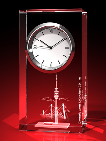 Olympiaturm - Uhr, Glas eckig vertikal (50 x 95 x 35) – GLASFOTO.COM