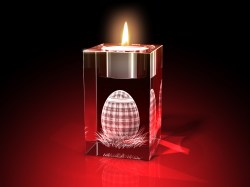 Osterdekoration : MacEi im Schottenrock - Teelicht – GLASFOTO.COM