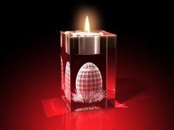 Osterdekoration : MacEi im Schottenrock - Teelicht – GLASFOTO.COM