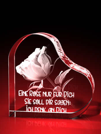 Rose + Ich denk an dich - Herz – GLASFOTO.COM