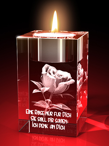 Rose + Ich denk an dich - Teelicht – GLASFOTO.COM