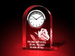 Rose + Ich denk an dich - Uhr, Glas rund – GLASFOTO.COM