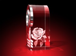 Rose + Ich denk an dich - Uhr, Glas rund – GLASFOTO.COM