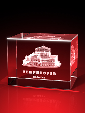 Semperoper, Glasprodukt mit Gravur, Souvenir, 3D, GLASFOTO.COM