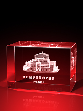 Semperoper, Glasprodukt mit Gravur, Souvenir, 3D, GLASFOTO.COM