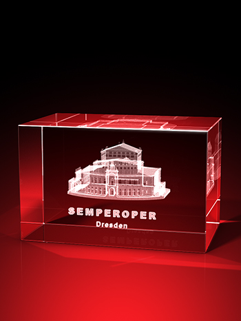 Semperoper, Glasprodukt mit Gravur, Souvenir, 3D, GLASFOTO.COM