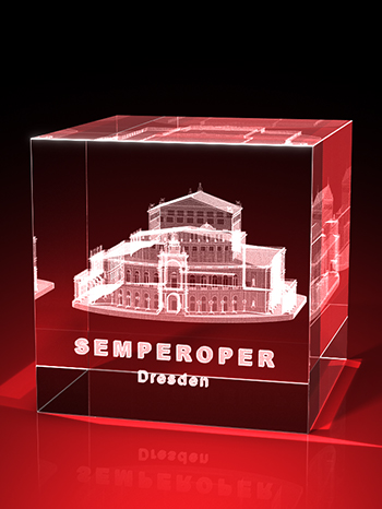 Semperoper, Glasprodukt mit Gravur, Souvenir, 3D, GLASFOTO.COM