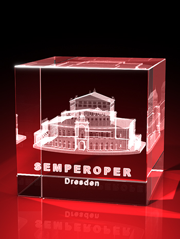 Semperoper, Glasprodukt mit Gravur, Souvenir, 3D, GLASFOTO.COM