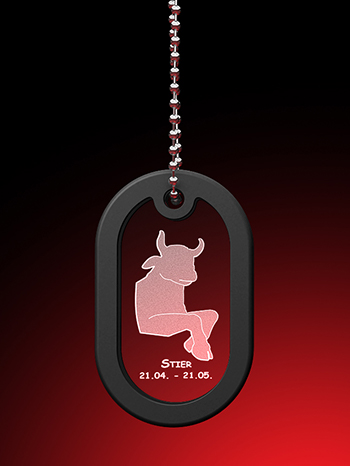 Sternzeichen Stier - Dog Tag mit Kette – GLASFOTO.COM