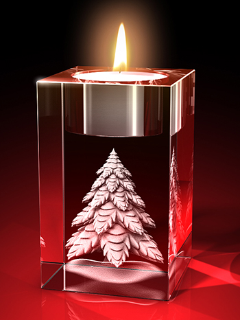 Eine verschneite Tanne als moderne Weihnachtsdeko im Glas. Jetzt bei GLASFOTO.COM
