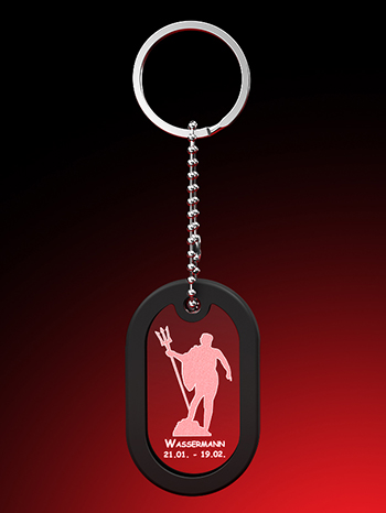 Sternzeichen Wassermann - Dog Tag Schlüsselanhänger bei GLASFOTO.COM