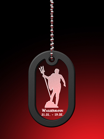 Sternzeichen Wassermann - Dog Tag mit Kette bei GLASFOTO.COM