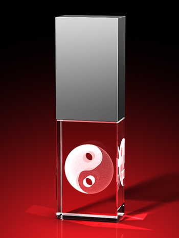 Yin-Yang 3D Kugel - USB-Stick, LED weiß, 64 GB – GLASFOTO.COM