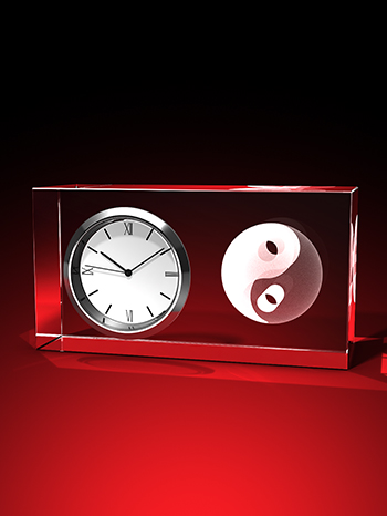  Yin-Yang 3D Kugel - Uhr, Glas eckig – GLASFOTO.COM