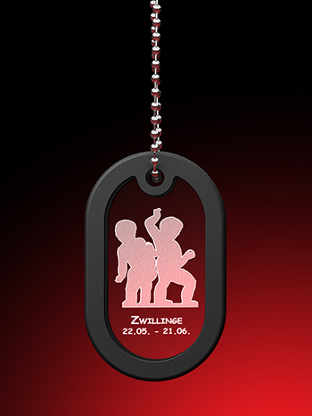 Sternzeichen Zwillinge - Dog Tag mit Kette – GLASFOTO.COM