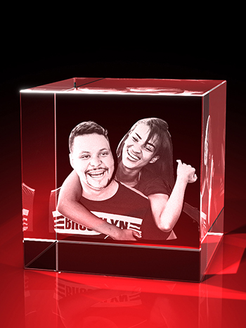 3D-Porträt vom Foto – 2 Personen - Würfel (80 x 80 x 80) mm – GLASFOTO.COM