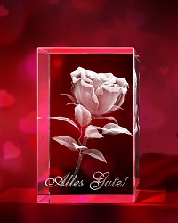 Besondere Geschenke : Rose im Glas mit Widmung von GLASFOTO.COM