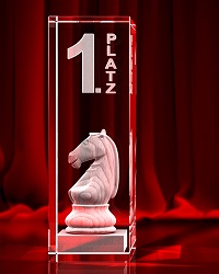 Schach Pokal - Springer - 1. Platz - Quader