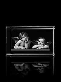 Raffael Engelsbilder dreidimensional im Glasfoto Kristall