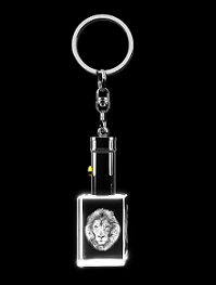 Löwenkopf – Schlüsselanhänger mit LED Licht nur bei GLASFOTO.COM
