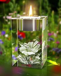 Osterdekoration : Schmetterling und Blume - Teelichthalter
