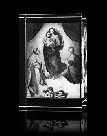 Souvenirs aus Glas : Sixtinische Madonna im Quader