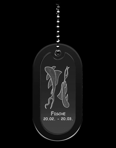 Sternzeichen Fische : Dog Tag mit Kette bei GLASFOTO.COM